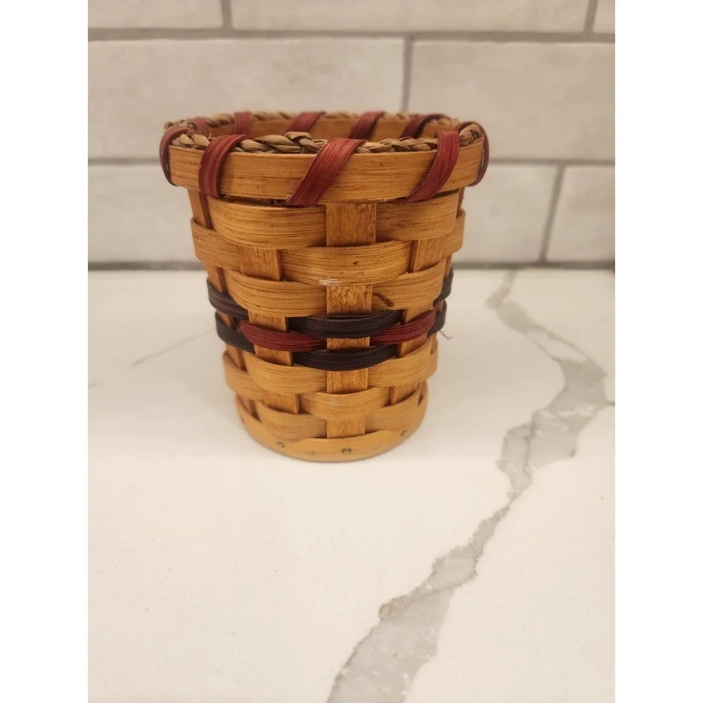 Vintage‎ 2009 Hand Woven Basket For Pencils Or Pens Signed And Dated On Bottom